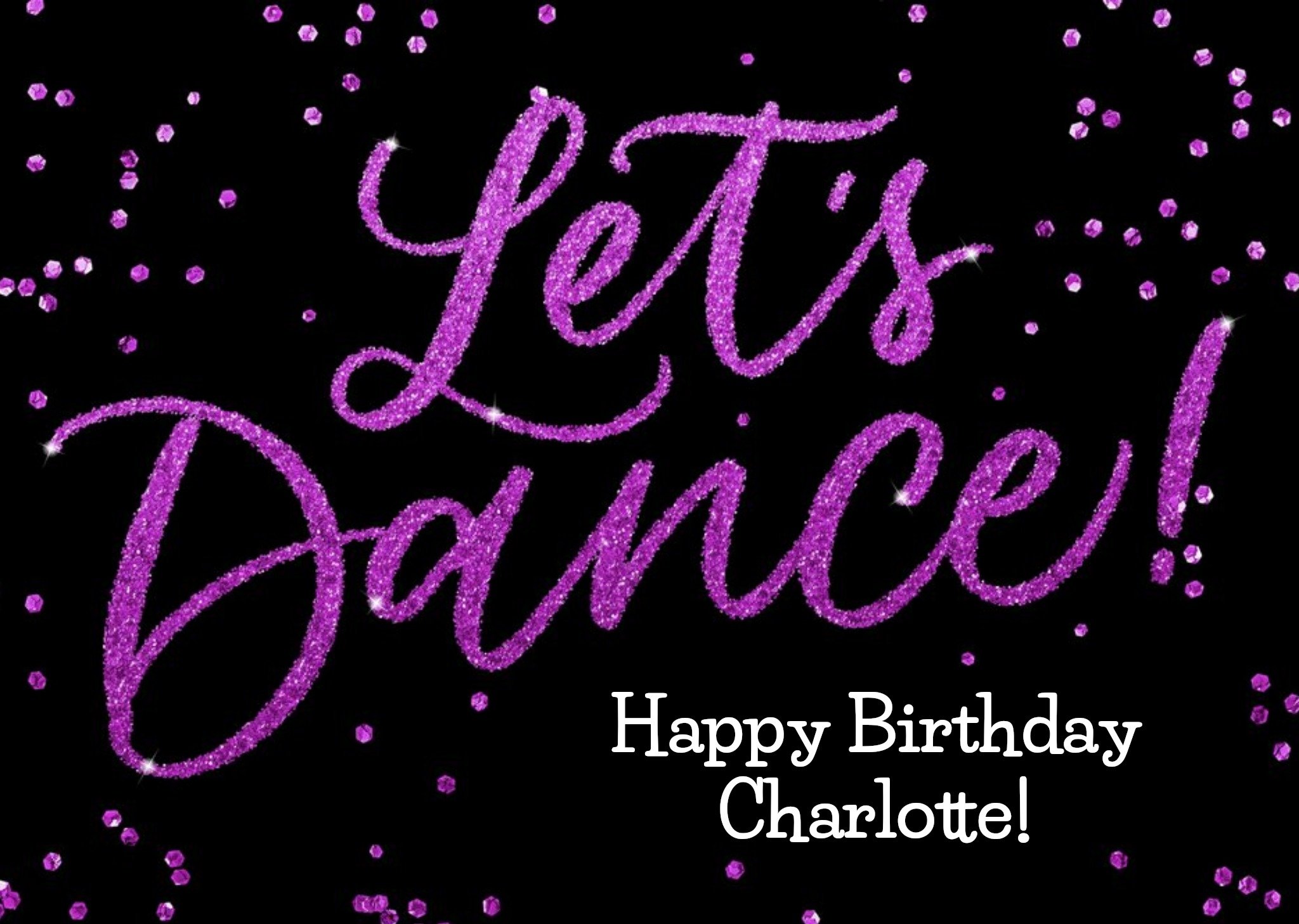 Moonpig Purple Glitter Let's Dance Personalised Birthday Card