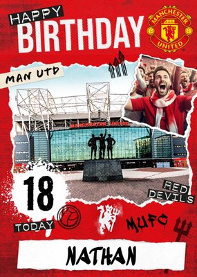 Manchester United Torn Paper Photo Upload 18th Birthday Card