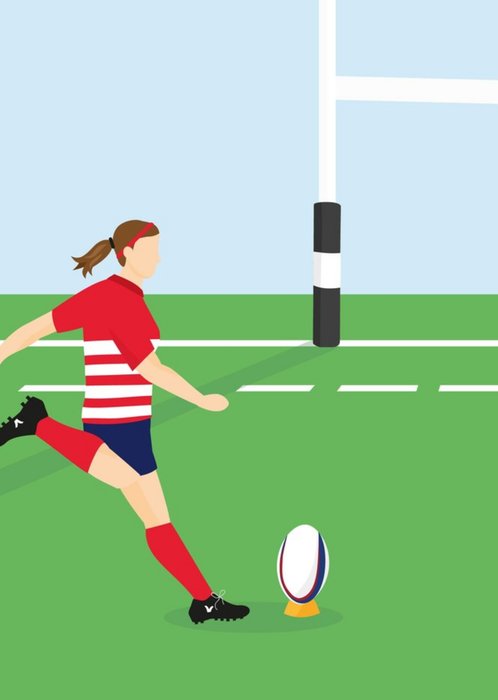 Illustrated Female Rugby Player Card