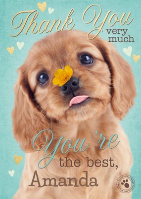 Cute Puppy Personalised Thank You Card