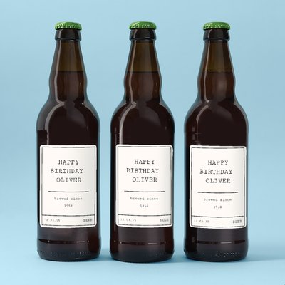 Personalised Happy Birthday Lager Trio 3x500ml