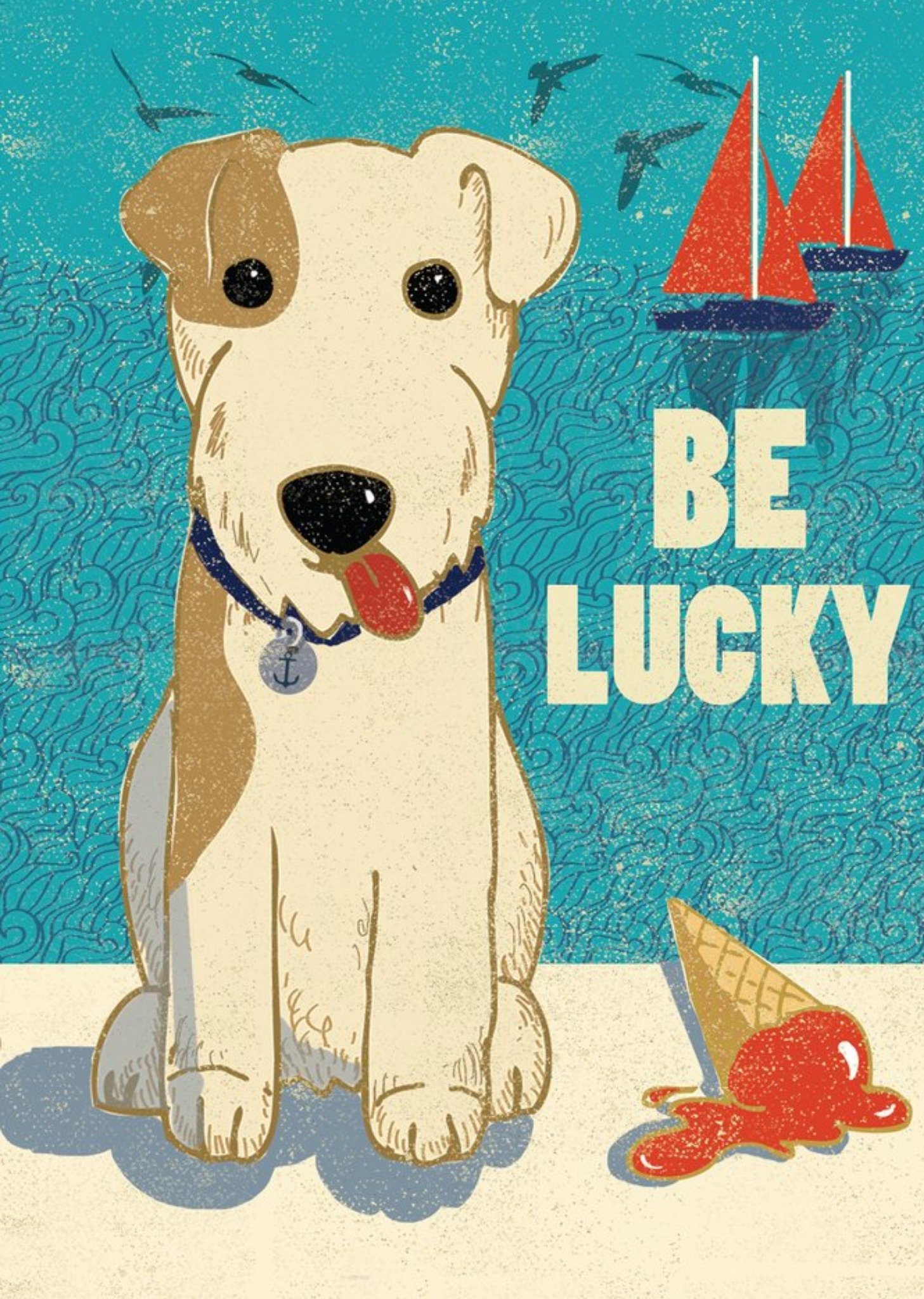 Moonpig Dog At The Beach Be Lucky Good Luck Card