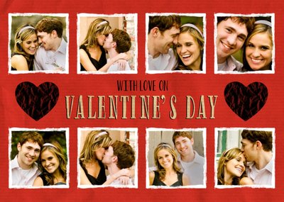 Black Painted Hearts With Love On Valentines Day Photo Card