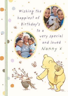 Special And Loved Disney Winnie The Pooh Illustrated Photo Upload Nanny Birthday Card