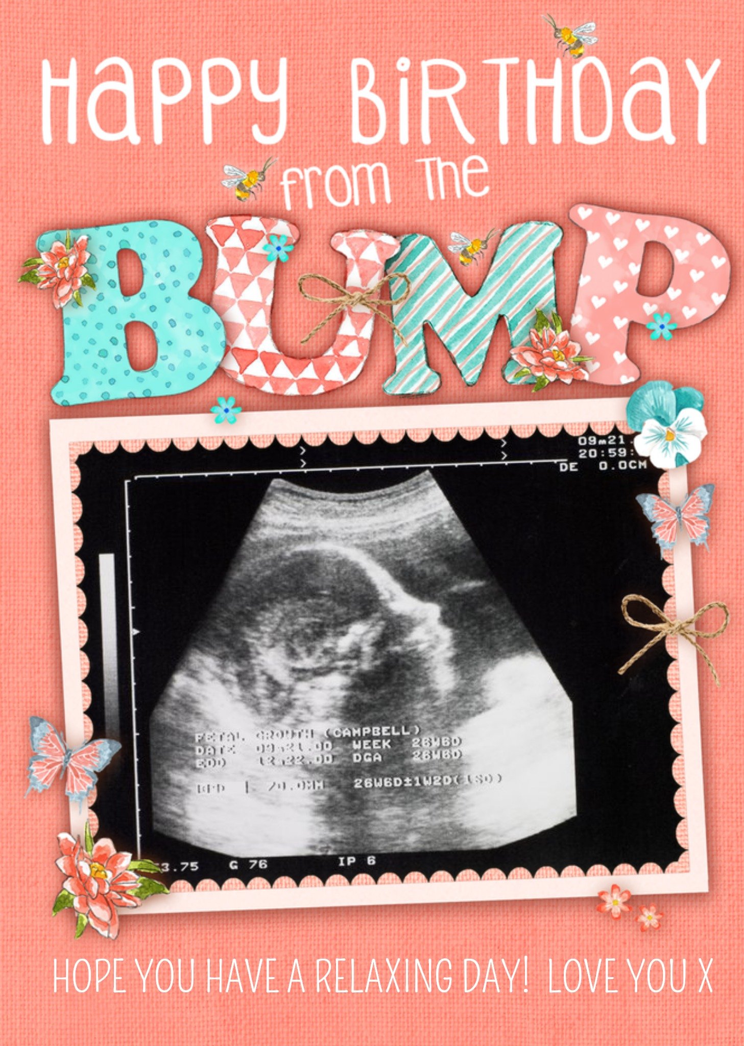 Moonpig From The Bump Personalised Photo Upload Happy Birthday Card