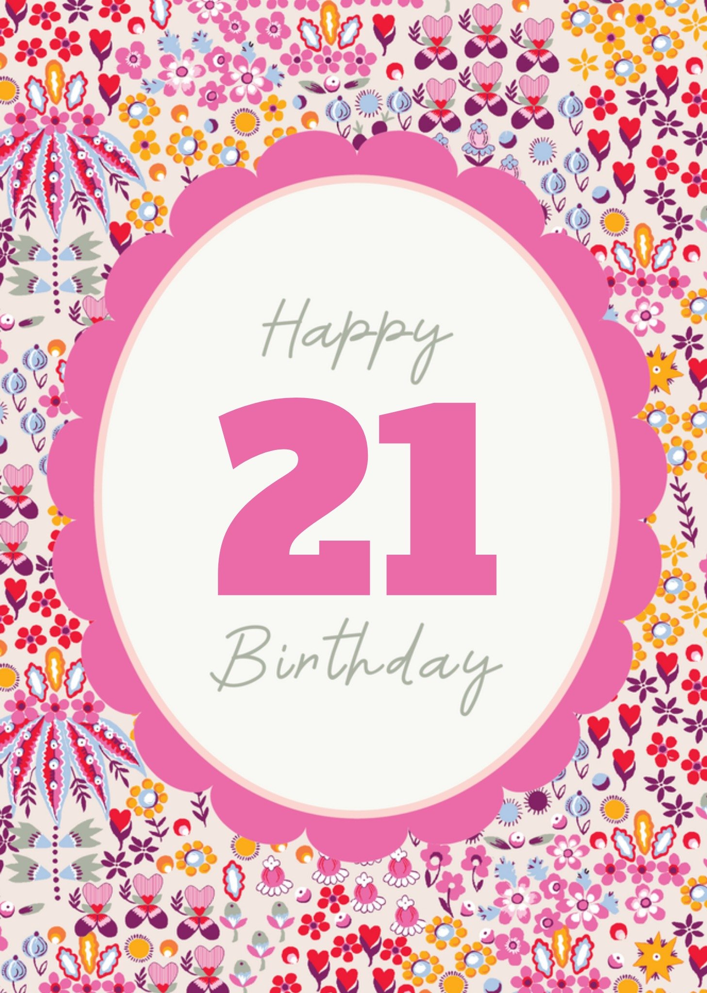 Cath Kidston Happy 21 Birthday Floral Pattern Card