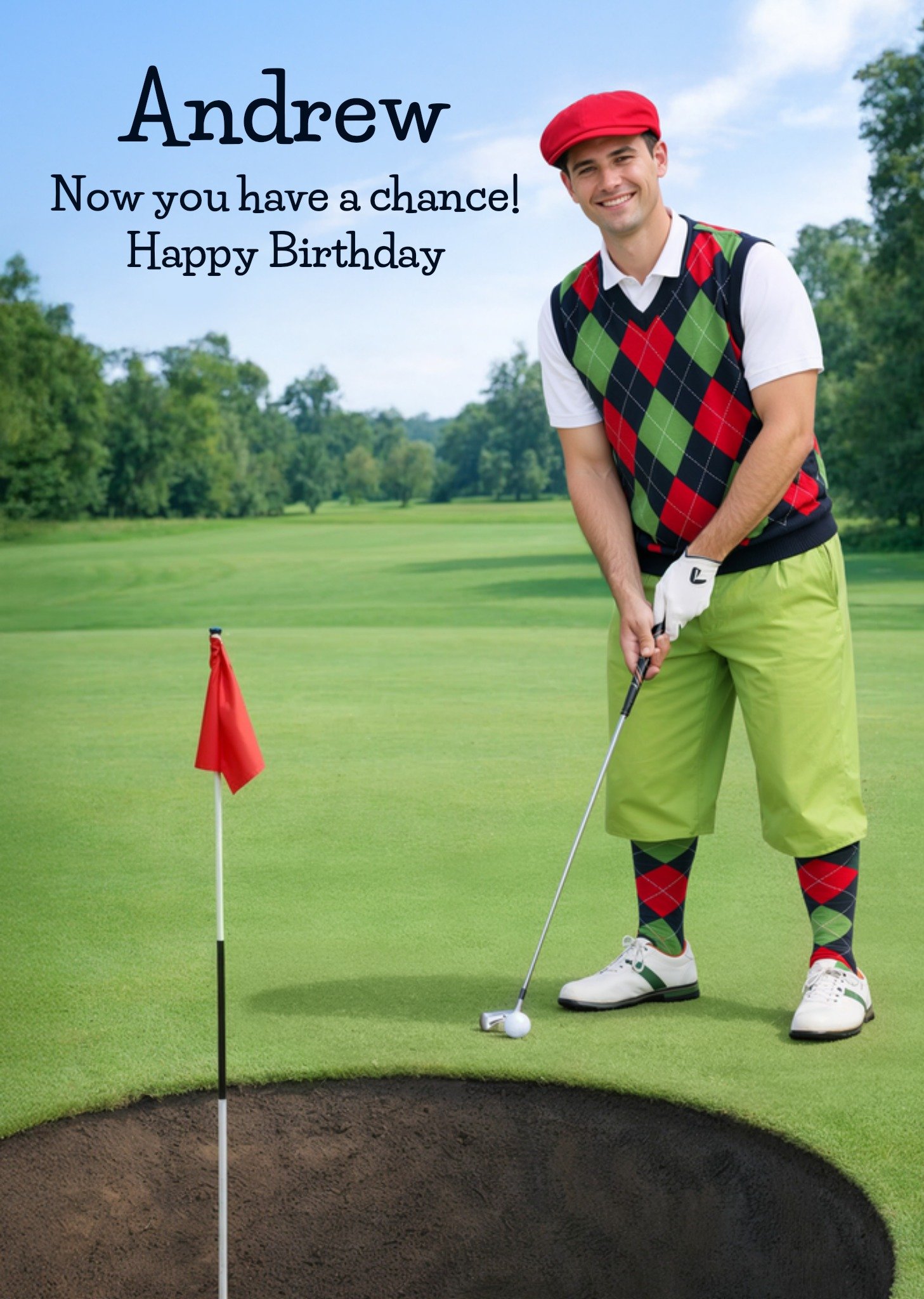 The London Studio Now You Have A Chance Face Swap Golfer Birthday Card