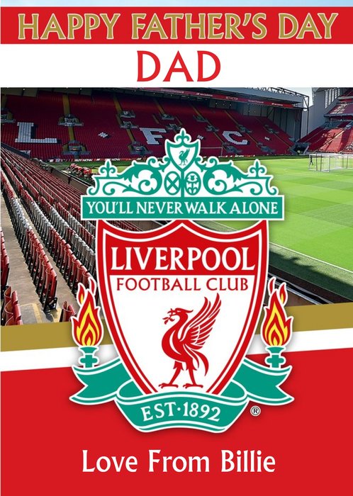 Liverpool Football You'll Never Walk Alone Happy Father's Day Card