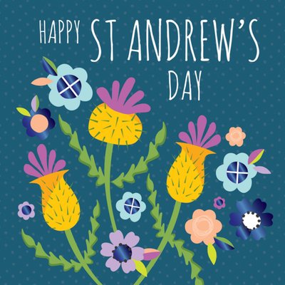 Happy St. Andrew's Day Illustrated Thistles Card