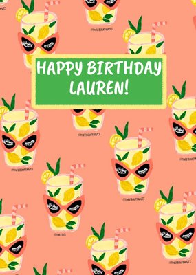 Lemonade drink Patterend Personalised Birthday Card