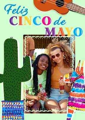 Feliz Cinco De Mayo Illustrated Photo Upload Card