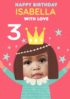 Cute photo upload illustrative Princess Birthday Card  