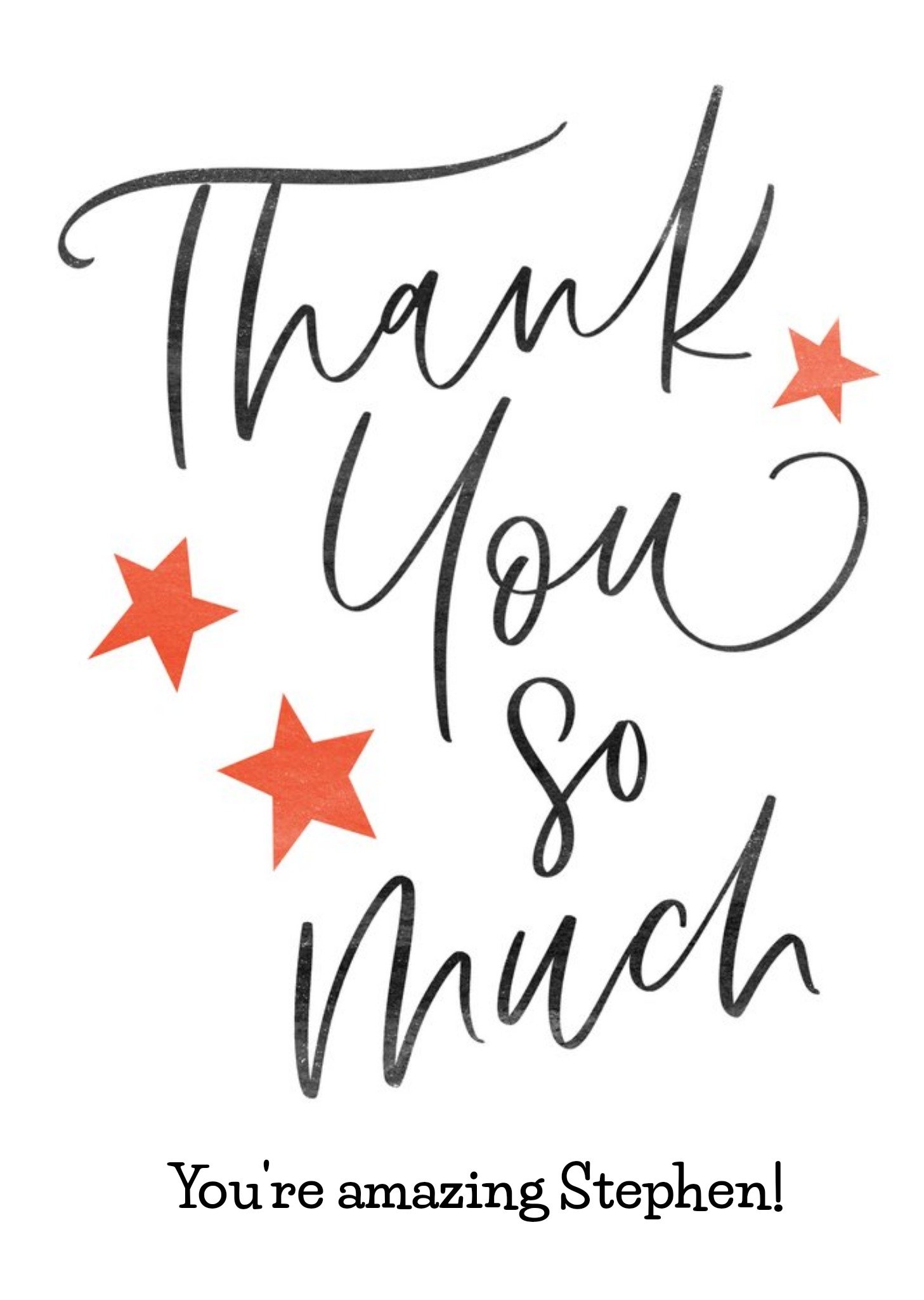 Moonpig Modern Typographic Star Thank You Card