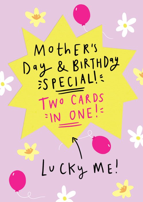 Printd Two Card In One Special Illustrated Mother's Day And Birthday Card