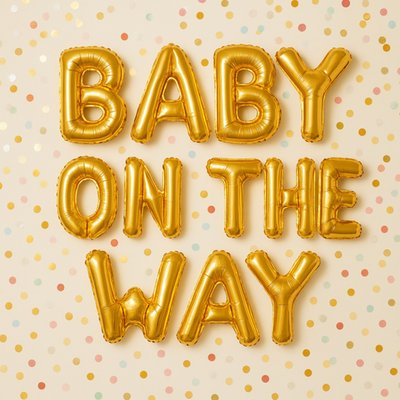 Baby On The Way Balloons And Confetti Card 