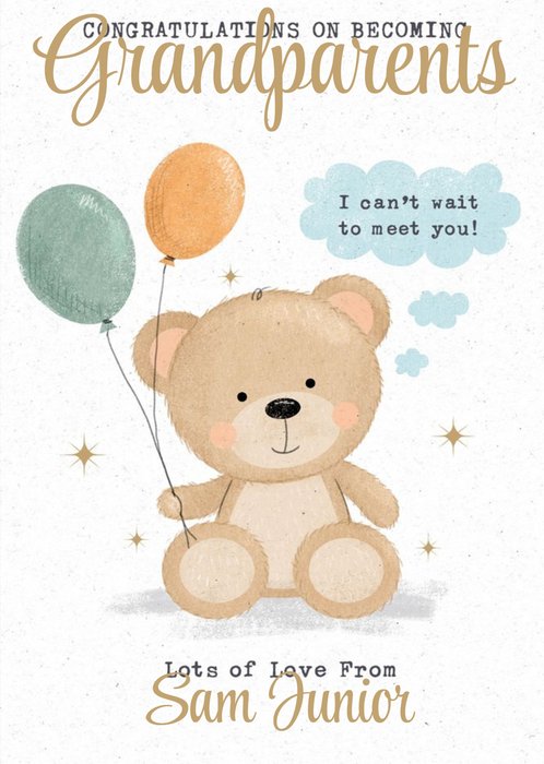 Cute Illustrated Congratulations on Becoming Grandparents Card