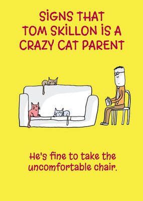 Personalised Name Crazy Cat Parent Card