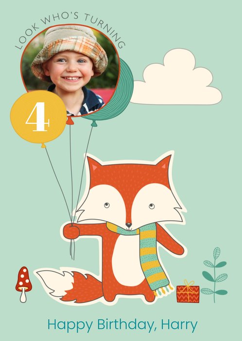 Cartoon Fox Happy Birthday Photo Card