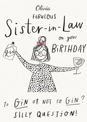 Illustrative Gin Fabulous Sister-in-law Birthday Card  