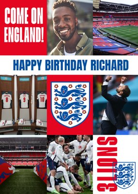 Danilo England Happy Birthday Come On England 3 Lions Photo Upload Card