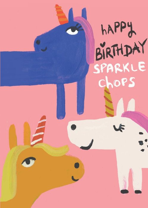 Unicorns Happy Birthday Sparkle Chops Card