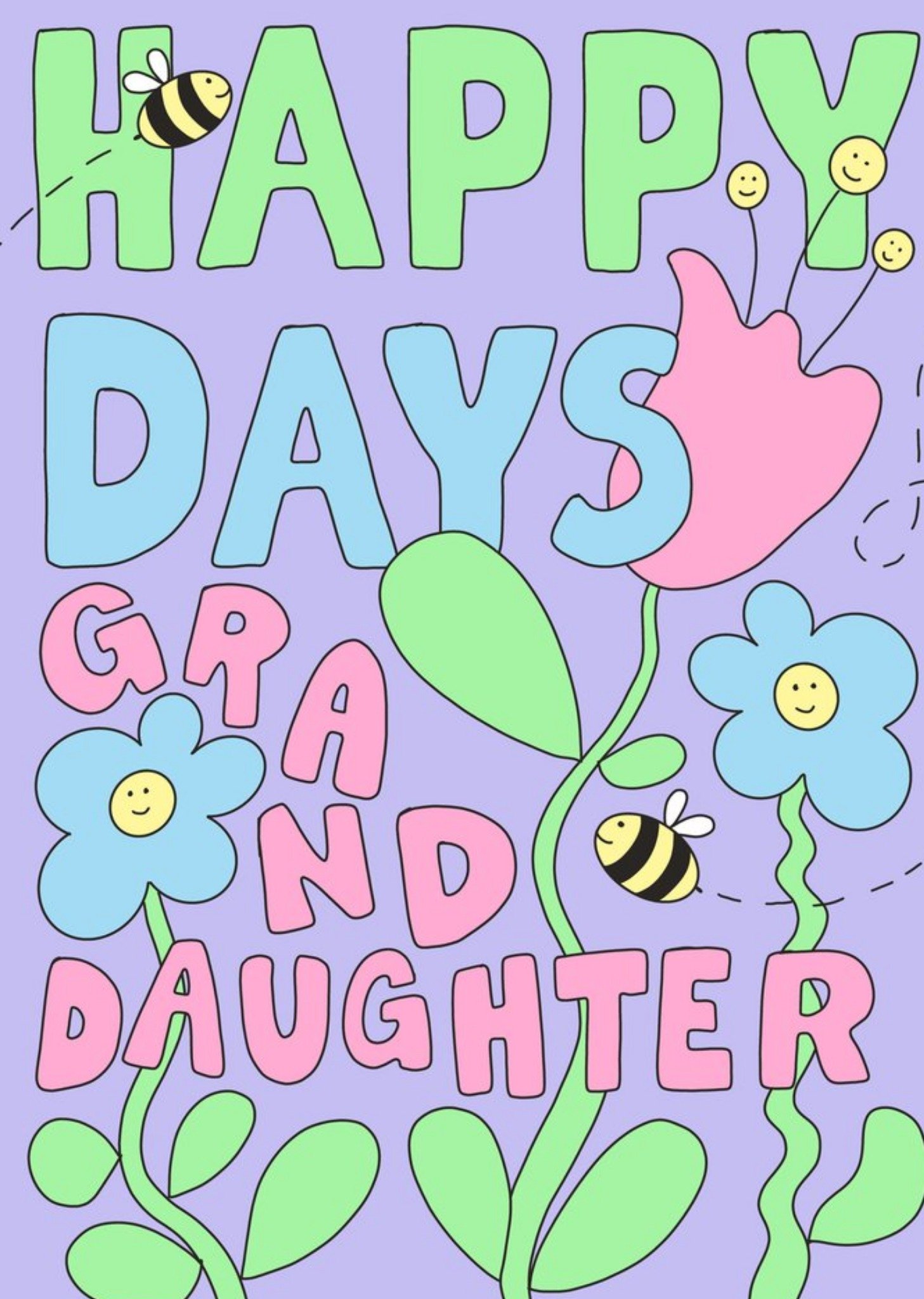 Moonpig Aleisha Earp Purple Illustrated Flowers Granddaughter Birthday Card