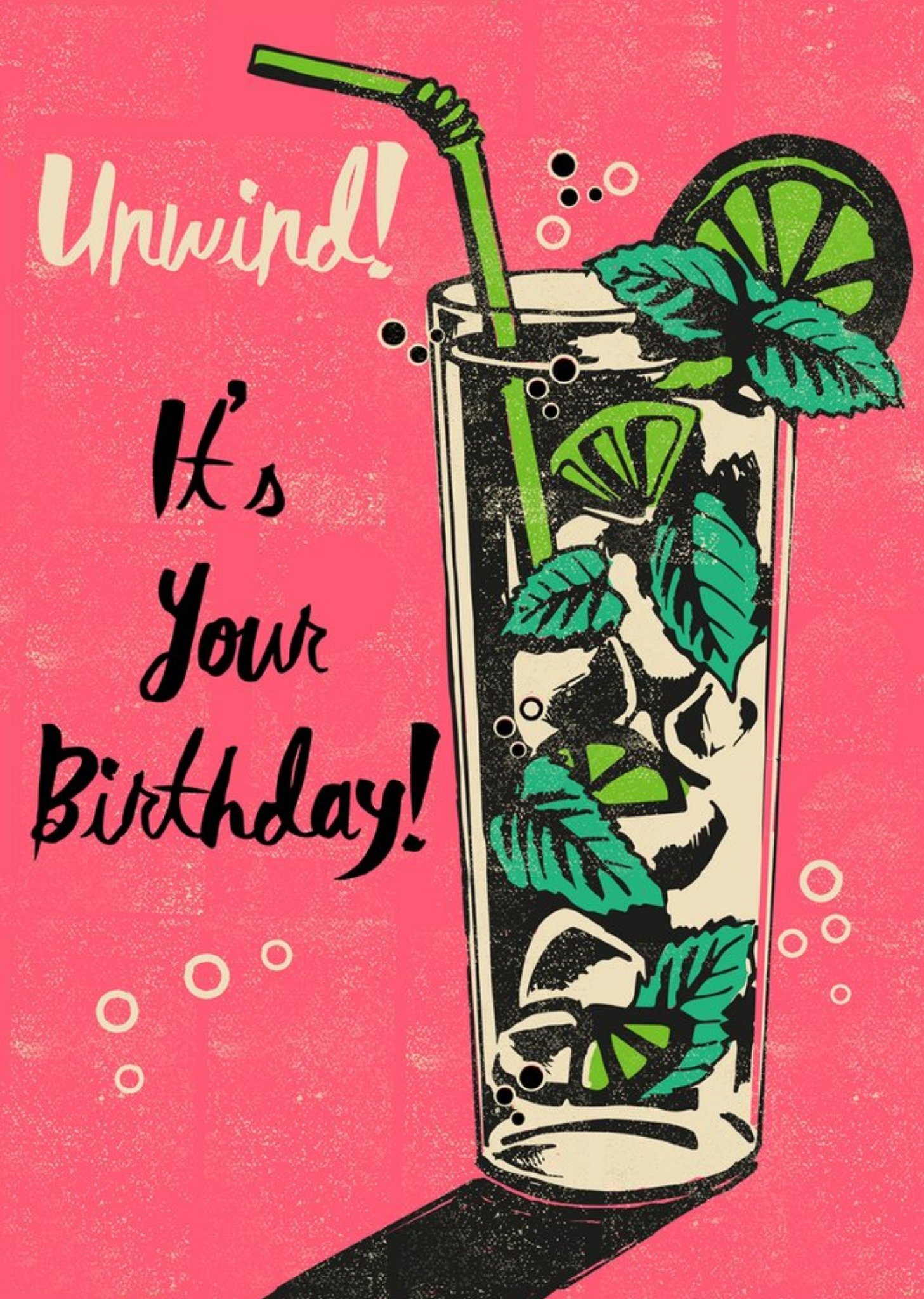 Moonpig Mojito Cocktail Unwind It's Your Birthday Card