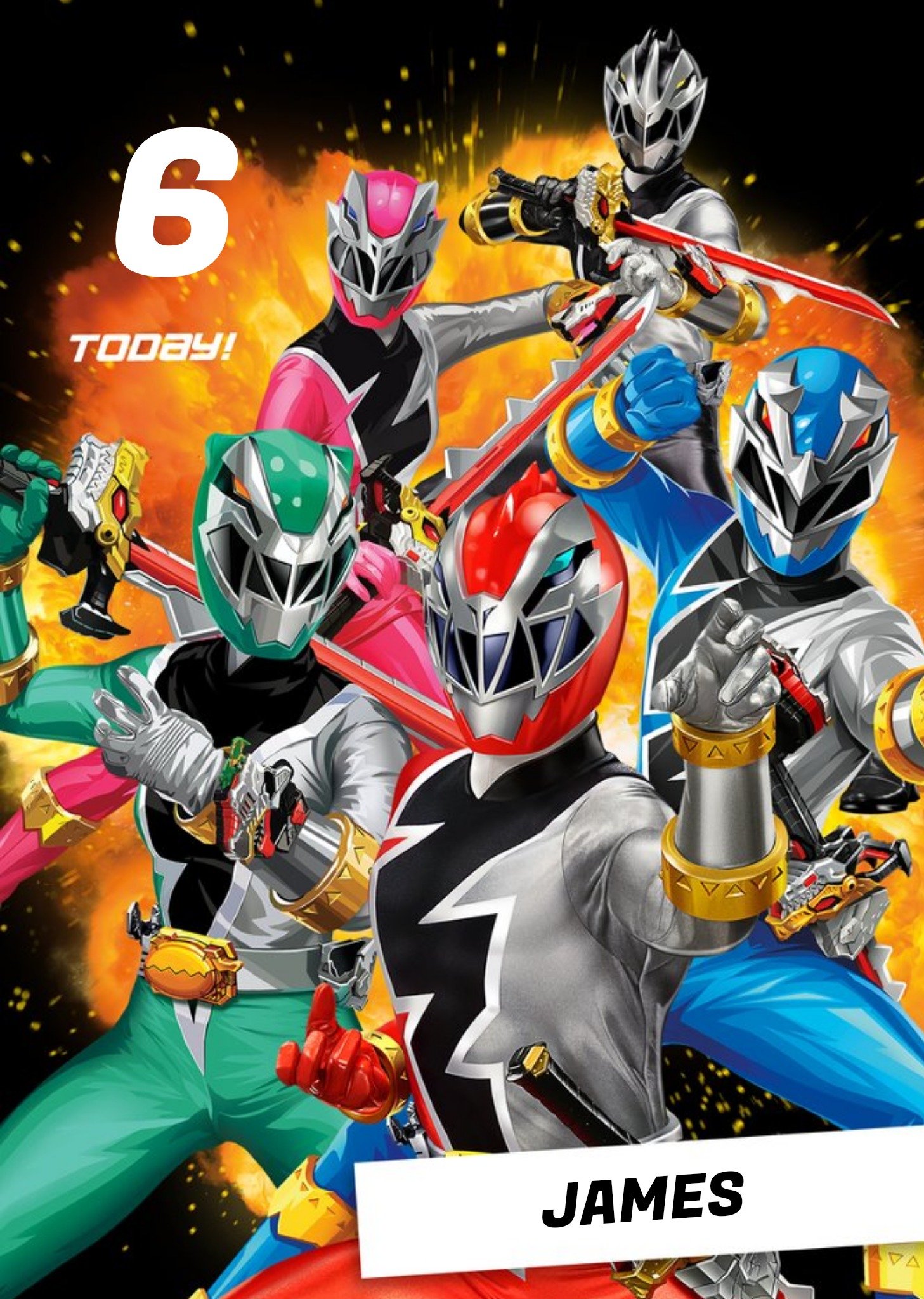 Moonpig Power Rangers Personalised Birthday Card