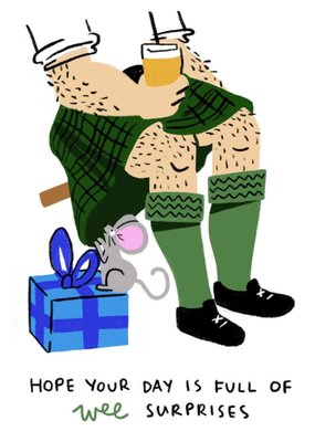 Illustrated Scottish Kilt Wee Surprises Funny Card