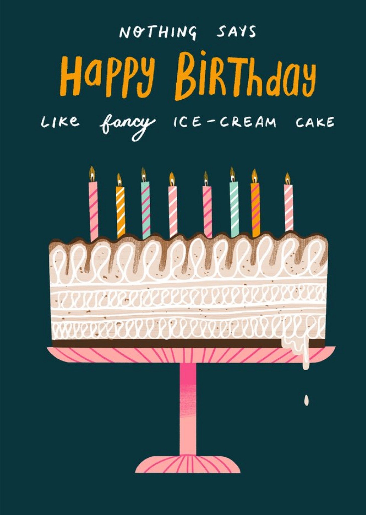 Moonpig Illustrated Ice Cream Cake Birthday Card