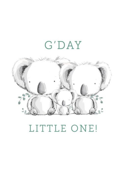 Illustration Of A Family Of Koalas New Baby Card