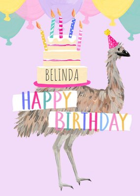 Okey Dokey Design Cute Emu Customisable Birthday Card