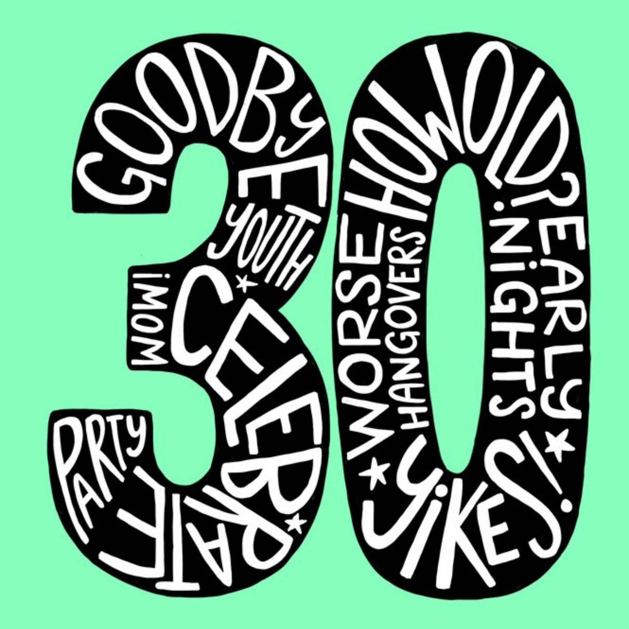 Moonpig 30 Typographic Birthday Card