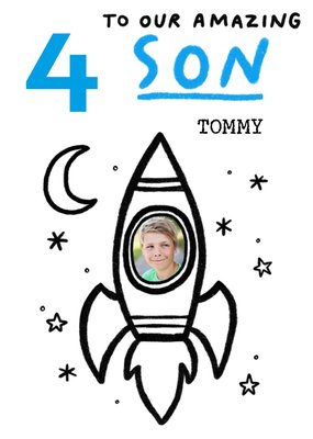 Pigment 30K Illustration Four Space Rocket Birthday Card