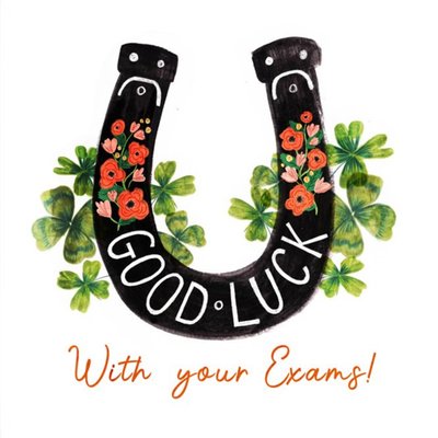 Illustrative Horse Shoe Exams Good Luck Card