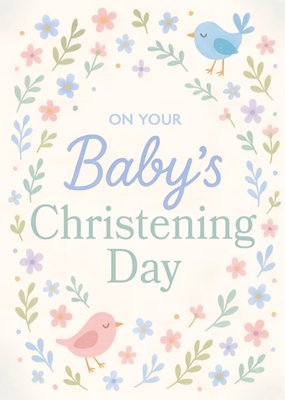 On Your Baby's Christening Day Floral Card