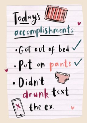 Funny Accomplishments List Card