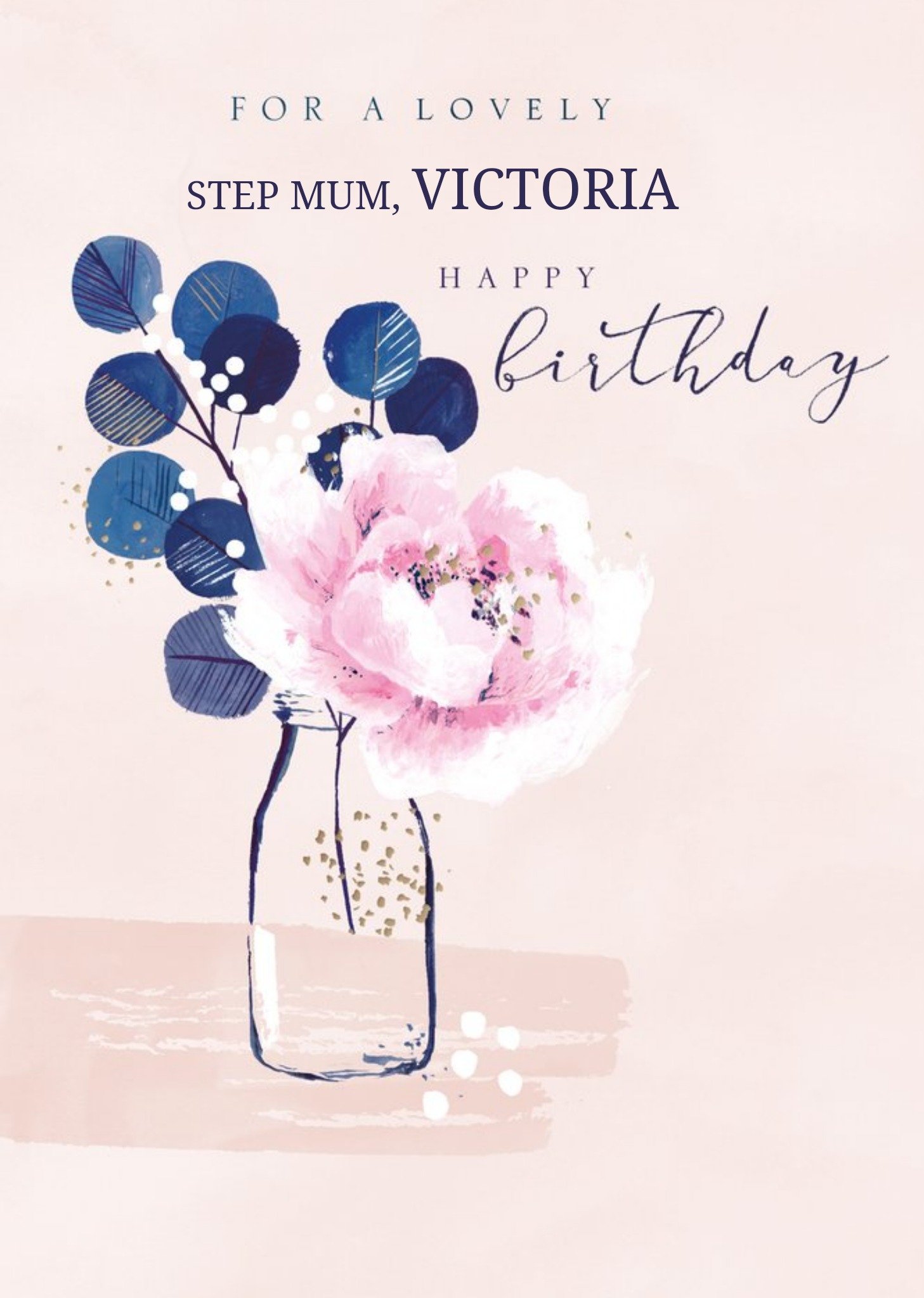Moonpig Hotchpotch Illustrated Floral Birthday Step Mother Traditional Pink Card