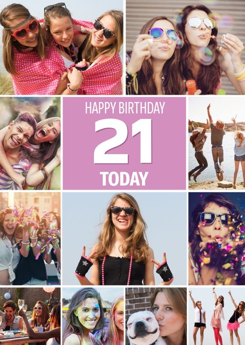 Multiple Photo Upload Happy Birthday 21 Today Card