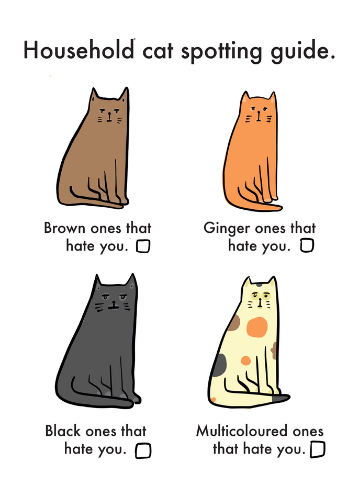 Moonpig Objectables House Hold Cat Spotting Guide Card