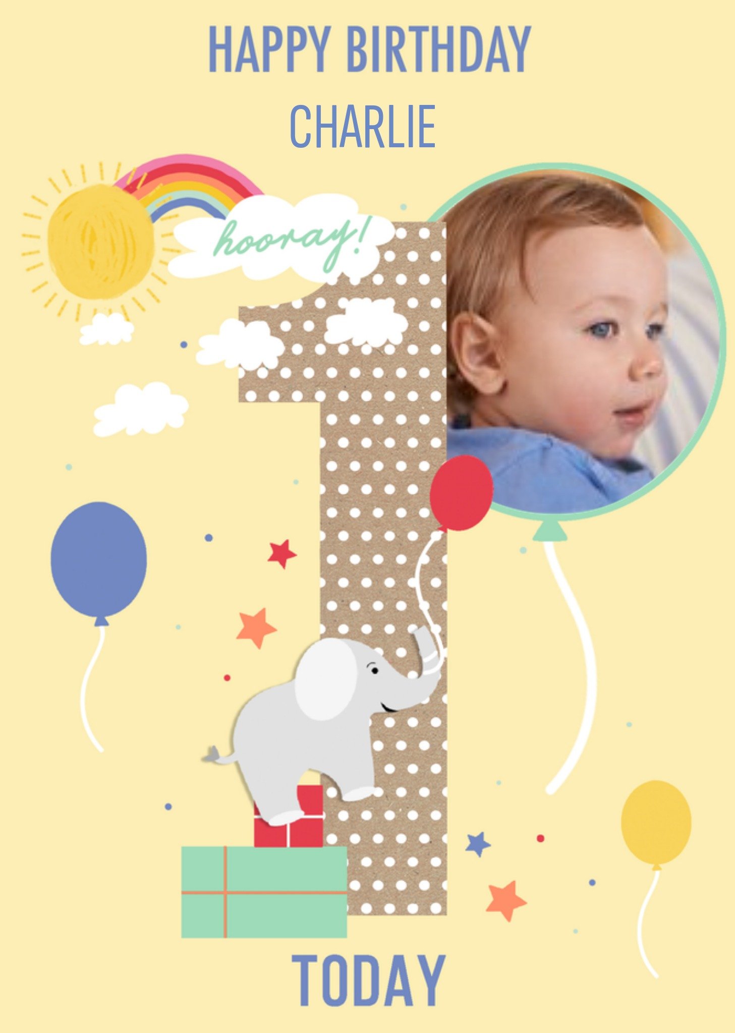 Moonpig Apollo Paperlink 1st Birthday Cute Kids One Illustrations Card