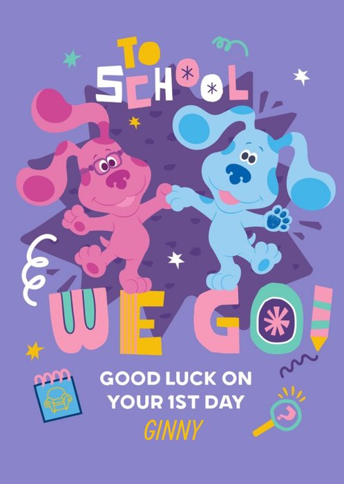 Blue's Clues Blue And Magenta To School We Go New School Card