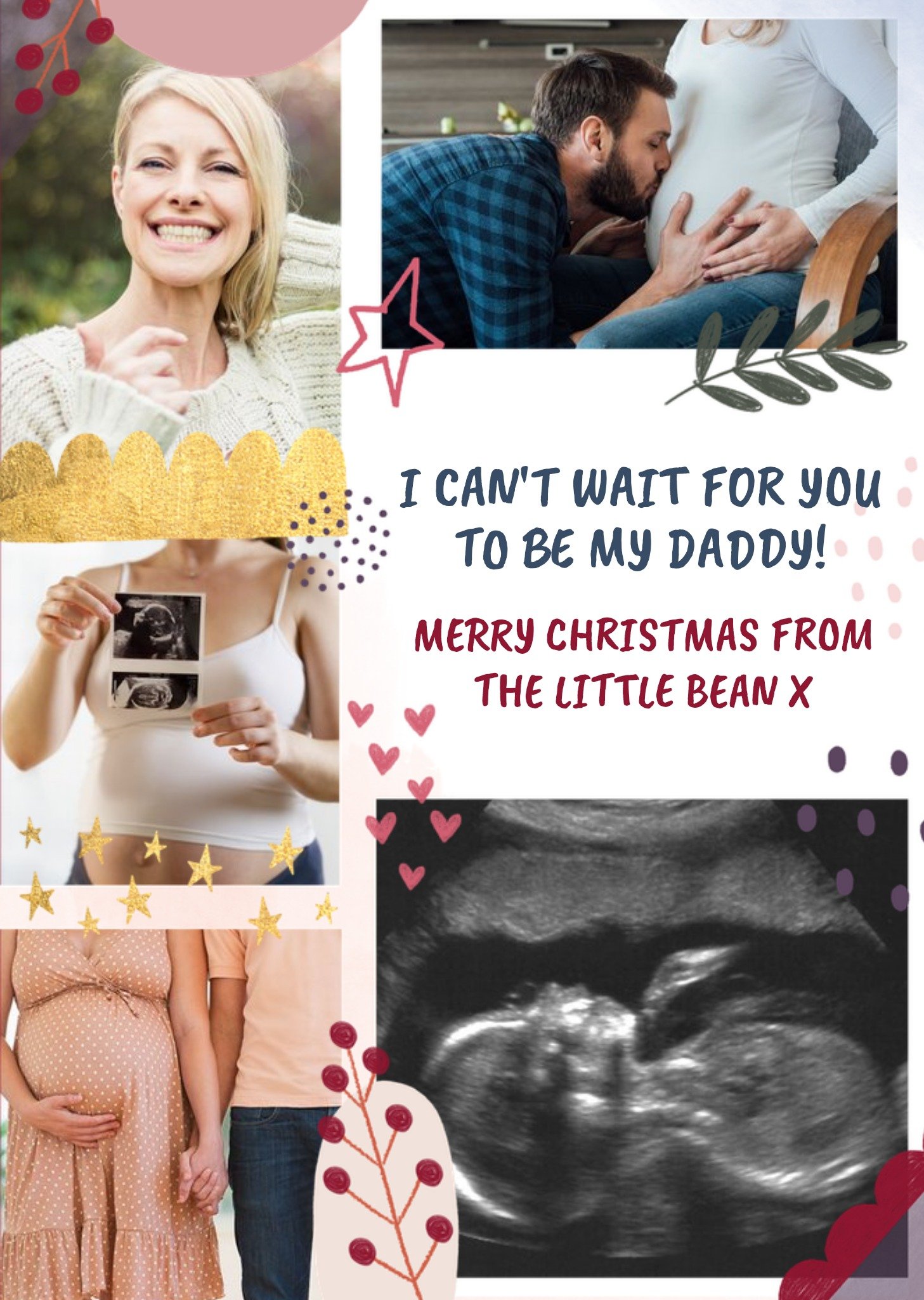 Moonpig From The Bump To Daddy To Be 5 Photo Upload Christmas Card