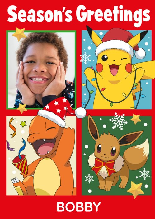 Pokemon Characters Season's Greetings Photo Upload Card