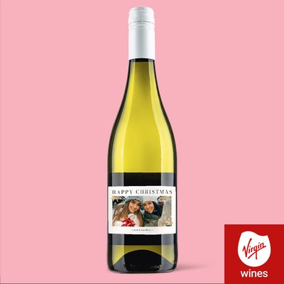 Personalised Happy Christmas Photo Upload Pinot Grigio 75cl