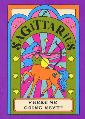 Sagittarius Zodiac Astrology Retro Birthday Card