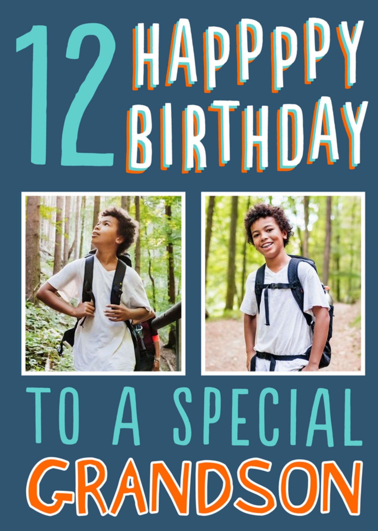 Moonpig Big Bold Type Special Grandson Photo Upload 12 Birthday Card