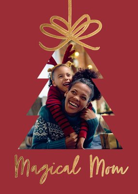 Magical Mom Bauble Photo Upload Christmas Card