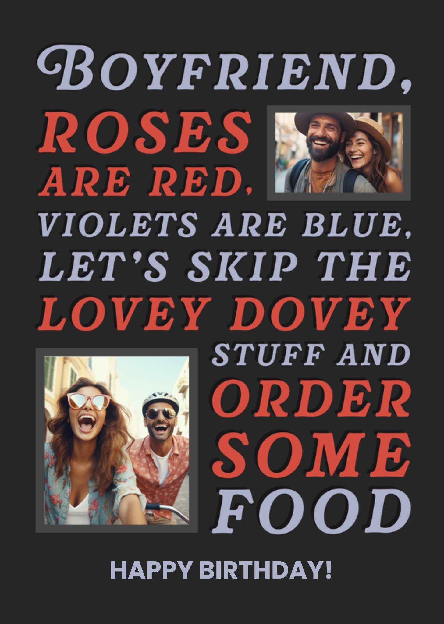 Moonpig Funny Let's Skip The Lovey Dovey Stuff Typography Photo Upload Birthday Card