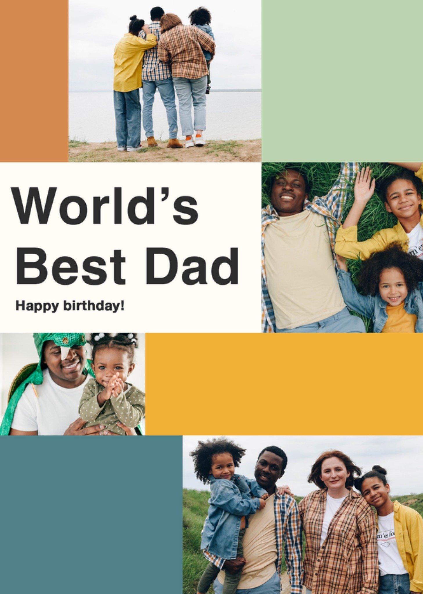 Moonpig Bold Worlds Best Dad Block Multi Colour Photo Upload Birthday Card